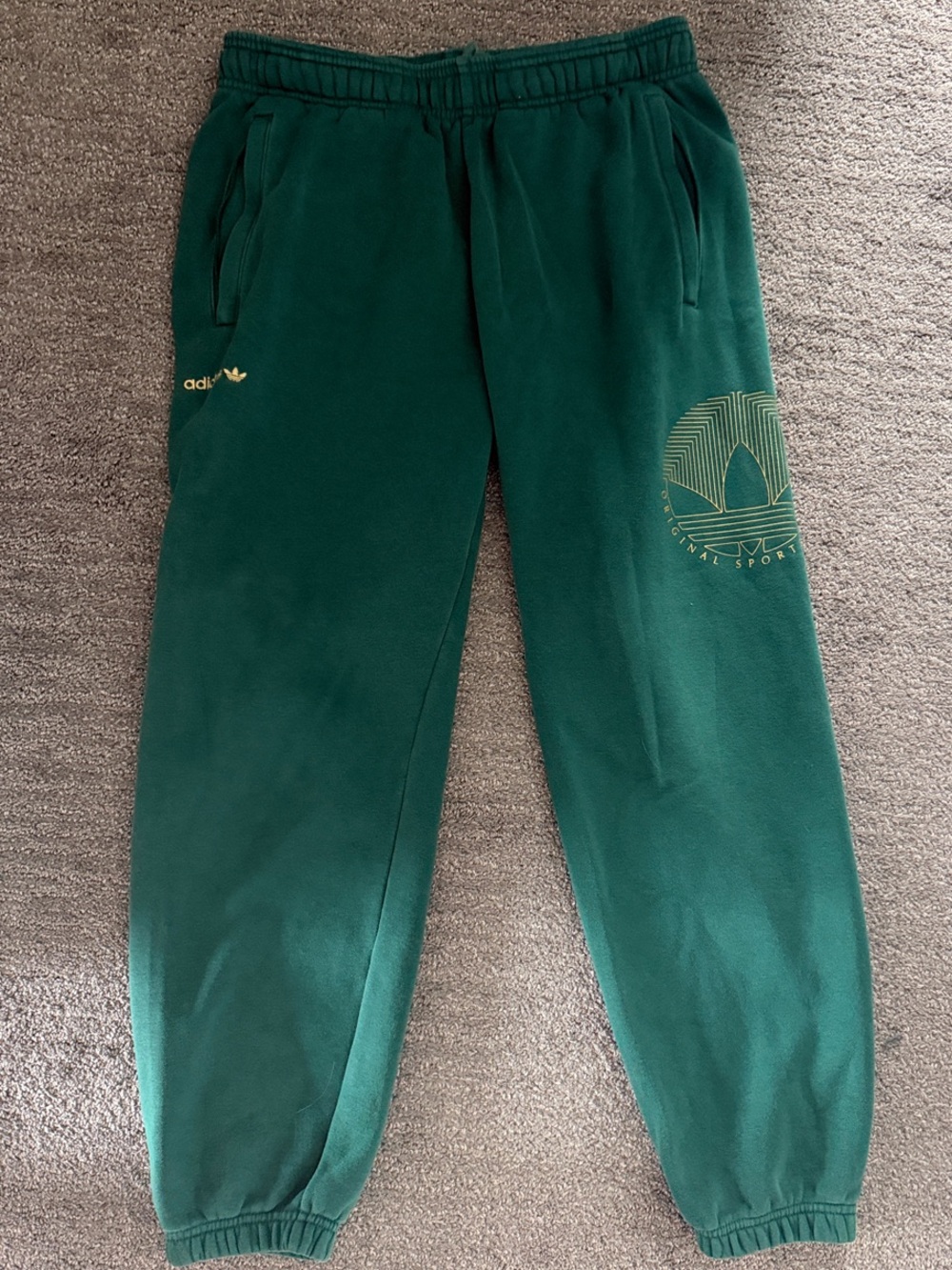 Adidas Green Trefoil Fleece Joggers